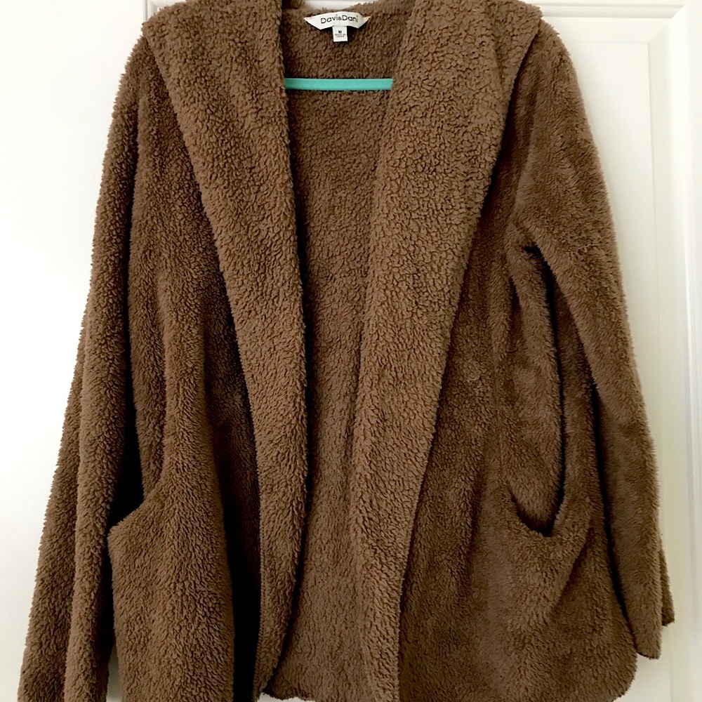 Fuzzy Hooded Cardigan